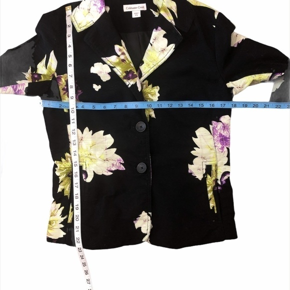 COLDWATER CREEK Women's Floral Blazer Jacket Size 4-6 Black Green Multicolor - Picture 3 of 7